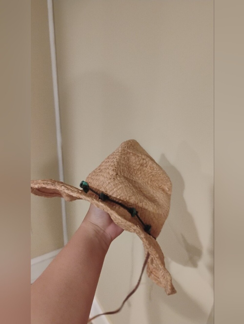 Vintage 2000s Authentic Western Girl Straw Hat With Faux Turquoise Detail OS - Picture 3 of 5